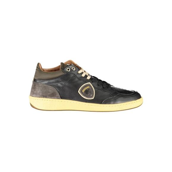 Blauer Sleek Black Lace-Up Sneakers with Contrast Men's Details